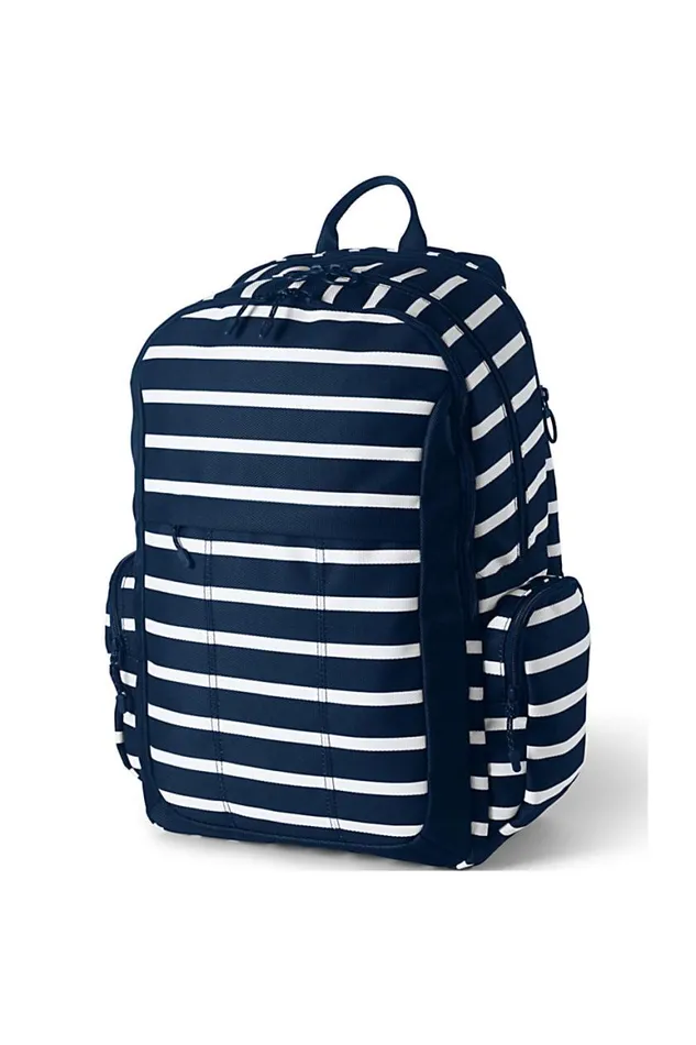 Lands039 End Accessories Men Travel Printed Backpack Deep Sea Wide Stripe