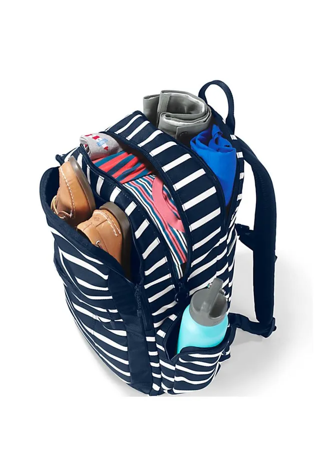 Lands039 End Accessories Men Travel Printed Backpack Deep Sea Wide Stripe