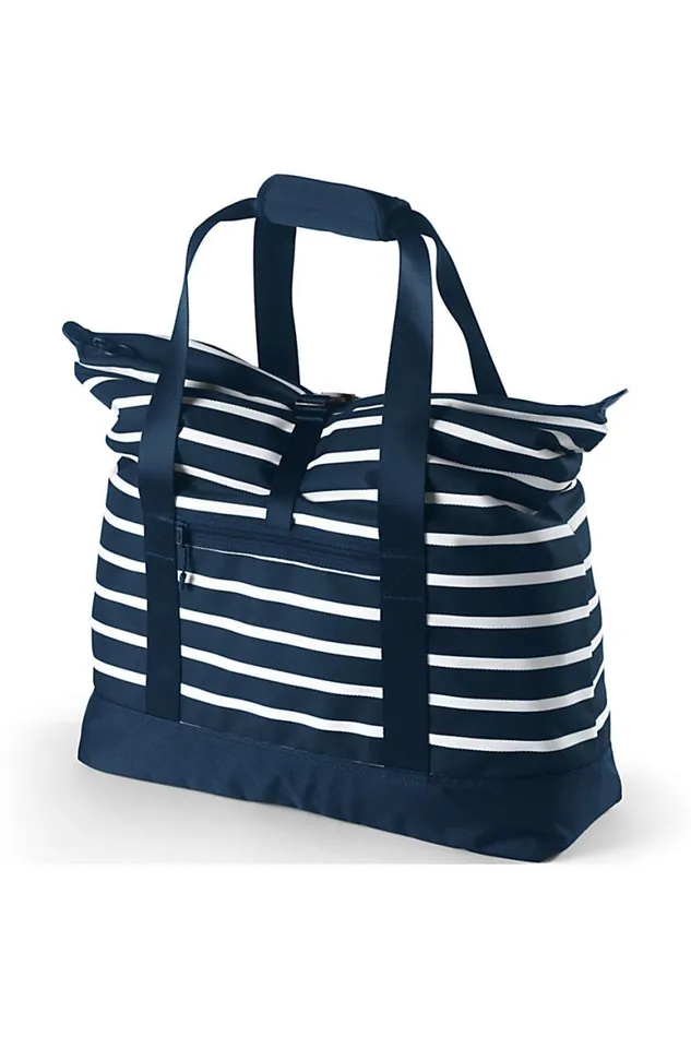 Lands039 End Accessories Men Travel Printed Carry On Luggage Tote Bag Deep Sea Wide Stripe