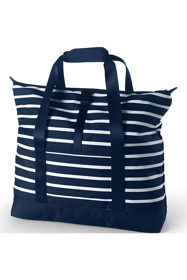 Lands039 End Accessories Men Travel Printed Carry On Luggage Tote Bag Deep Sea Wide Stripe