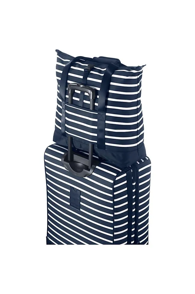 Lands039 End Accessories Men Travel Printed Carry On Luggage Tote Bag Deep Sea Wide Stripe
