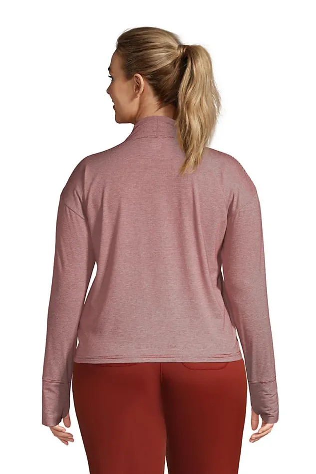 Lands039 End Activewear Women Plus Size Performance Mock Neck Top Rust Red Pinstripe Lands039 End Activewear Women Plus Size Performance Mock Neck Top Rust Red Pinstripe