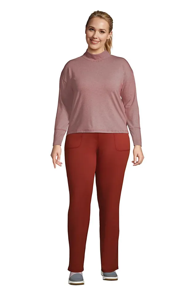 Lands039 End Activewear Women Plus Size Performance Mock Neck Top Rust Red Pinstripe Lands039 End Activewear Women Plus Size Performance Mock Neck Top Rust Red Pinstripe
