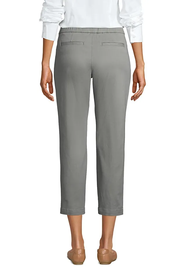 Lands039 End Capris and Crop Pants Women Mid Rise Pull On Chino Crop Pants Washed Military Green