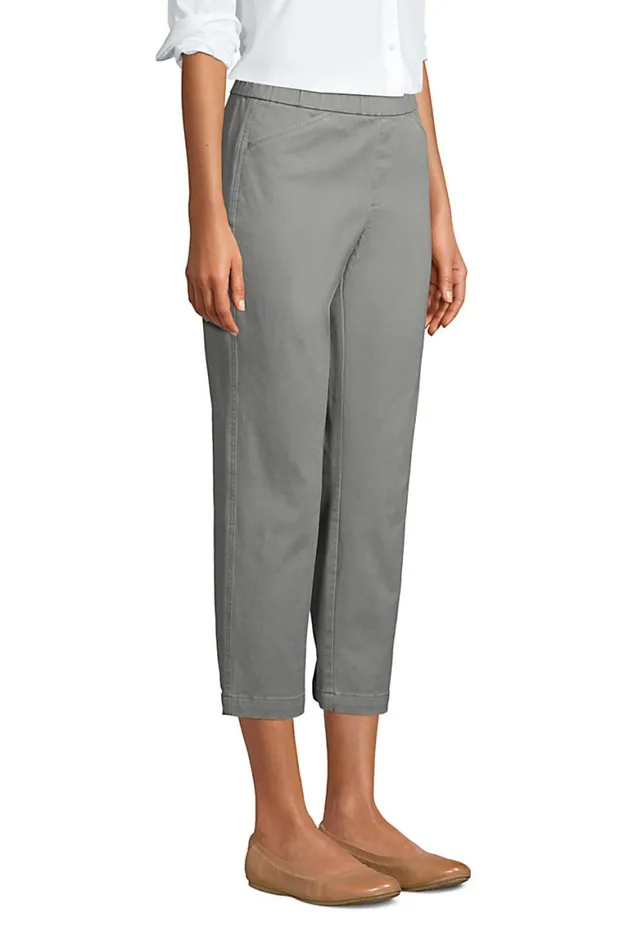 Lands039 End Capris and Crop Pants Women Mid Rise Pull On Chino Crop Pants Washed Military Green