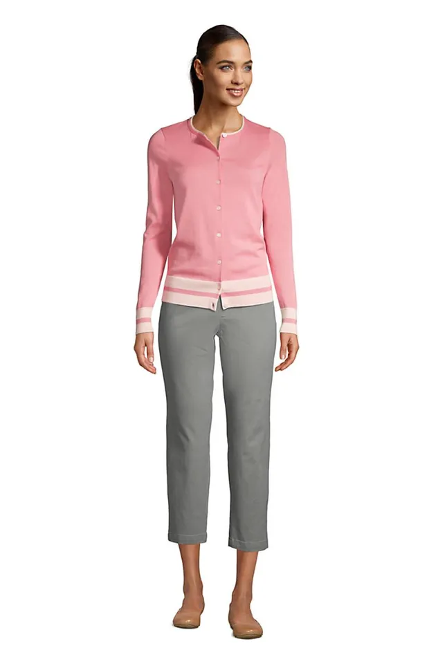 Lands039 End Capris and Crop Pants Women Mid Rise Pull On Chino Crop Pants Washed Military Green
