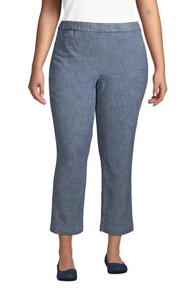 Lands039 End Capris and Crop Pants Women Plus Size Mid Rise Chambray Pull On Crop Pants Evening Sky Chambray Lands039 End Capris and Crop Pants Women Plus Size Mid Rise Chambray Pull On Crop Pants Evening Sky Chambray