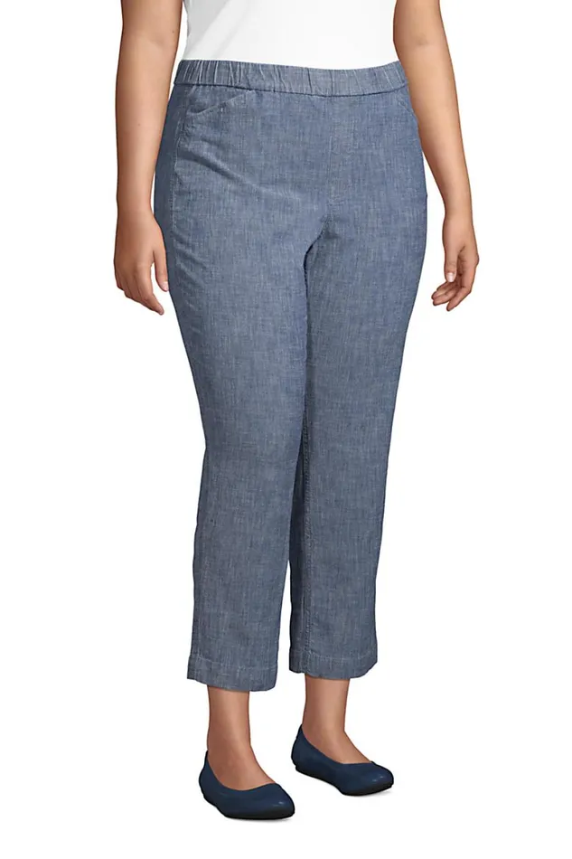 Lands039 End Capris and Crop Pants Women Plus Size Mid Rise Chambray Pull On Crop Pants Evening Sky Chambray Lands039 End Capris and Crop Pants Women Plus Size Mid Rise Chambray Pull On Crop Pants Evening Sky Chambray