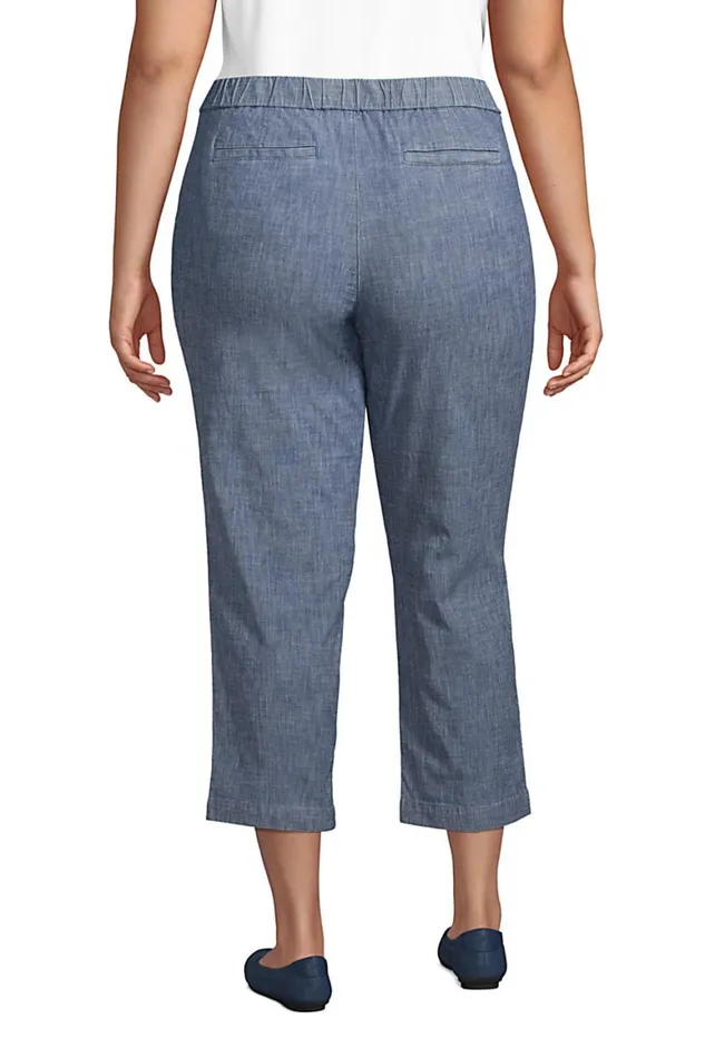 Lands039 End Capris and Crop Pants Women Plus Size Mid Rise Chambray Pull On Crop Pants Evening Sky Chambray Lands039 End Capris and Crop Pants Women Plus Size Mid Rise Chambray Pull On Crop Pants Evening Sky Chambray