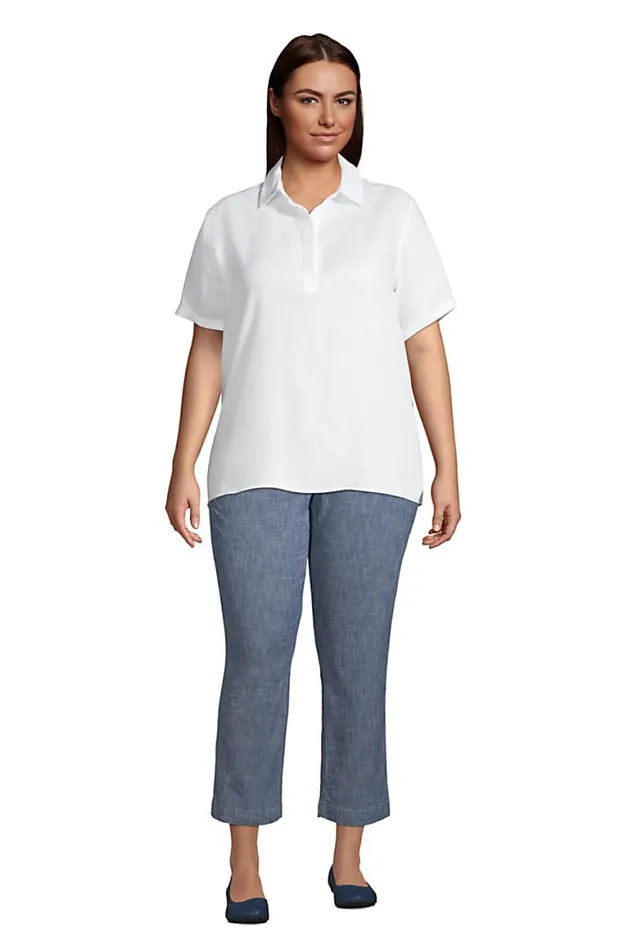 Lands039 End Capris and Crop Pants Women Plus Size Mid Rise Chambray Pull On Crop Pants Evening Sky Chambray Lands039 End Capris and Crop Pants Women Plus Size Mid Rise Chambray Pull On Crop Pants Evening Sky Chambray