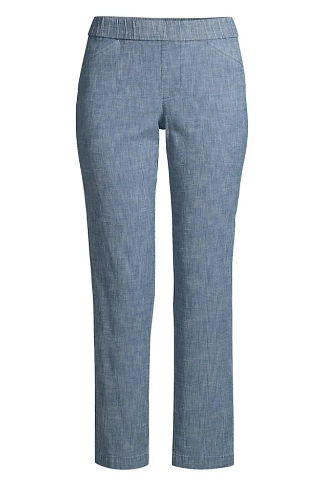 Lands039 End Capris and Crop Pants Women Plus Size Mid Rise Chambray Pull On Crop Pants Evening Sky Chambray Lands039 End Capris and Crop Pants Women Plus Size Mid Rise Chambray Pull On Crop Pants Evening Sky Chambray