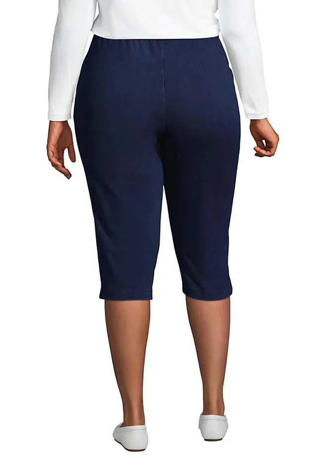 Lands039 End Capris and Crop Pants Women Plus Size Sport Knit Denim High Rise Elastic Waist Pull On Capri Pants Dark Indigo Lands039 End Capris and Crop Pants Women Plus Size Sport Knit Denim High Rise Elastic Waist Pull On Capri Pants Dark Indigo