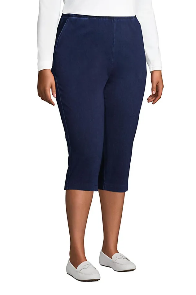 Lands039 End Capris and Crop Pants Women Plus Size Sport Knit Denim High Rise Elastic Waist Pull On Capri Pants Dark Indigo Lands039 End Capris and Crop Pants Women Plus Size Sport Knit Denim High Rise Elastic Waist Pull On Capri Pants Dark Indigo
