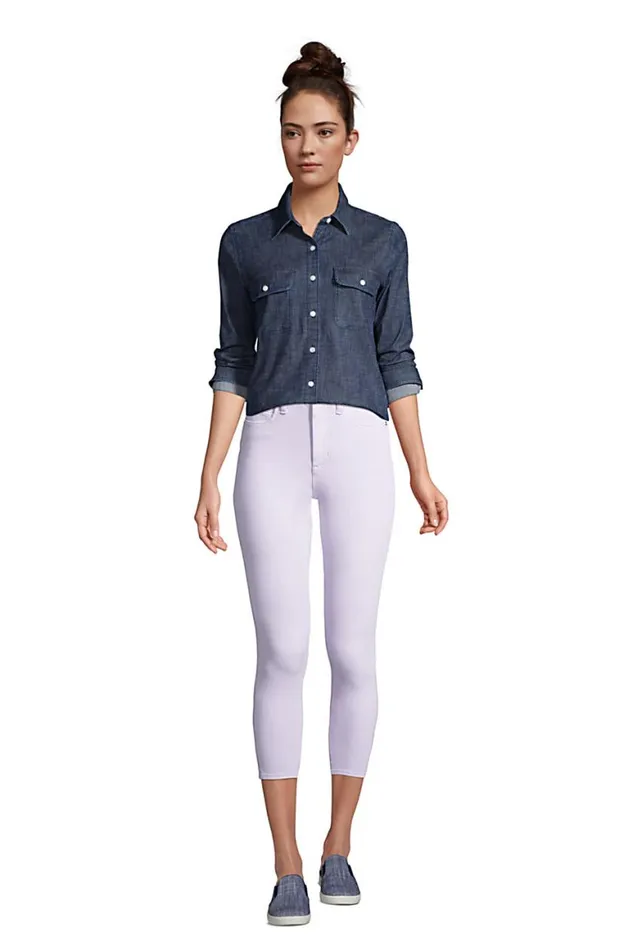 Lands039 End Capris and Crop Pants Women Stretch High Rise Skinny Legging Crop Jeans 8211 Color Sweet Lavender Purple