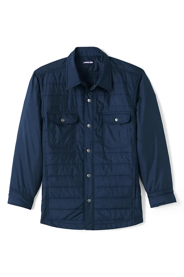 Lands039 End Casual Shirts Men Quilted Shirt Jacket Radiant Navy Lands039 End Casual Shirts Men Quilted Shirt Jacket Radiant Navy
