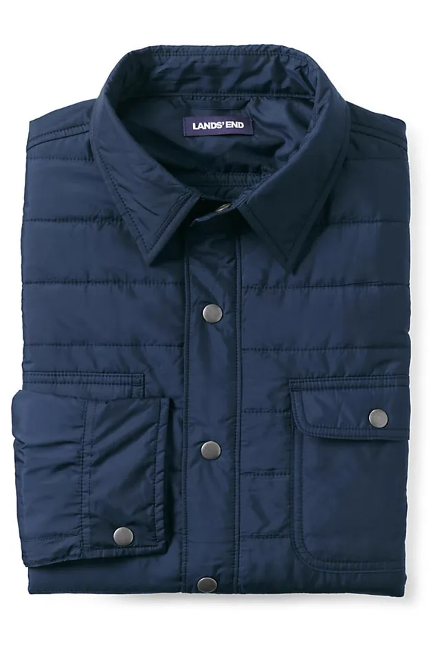 Lands039 End Casual Shirts Men Quilted Shirt Jacket Radiant Navy Lands039 End Casual Shirts Men Quilted Shirt Jacket Radiant Navy