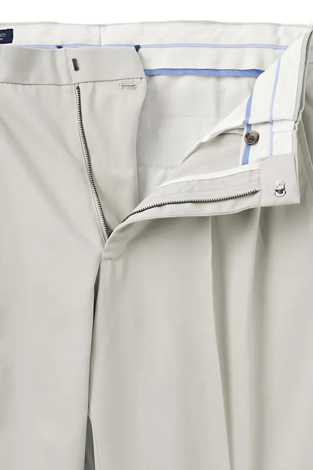 Lands039 End Chinos and Casual Pants Men Comfort Waist Pleated No Iron Twill Dress Pants Light Stone
