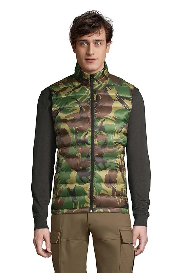 Lands039 End Coats and Jackets Men 600 Down Vest Sienna Brown Camo