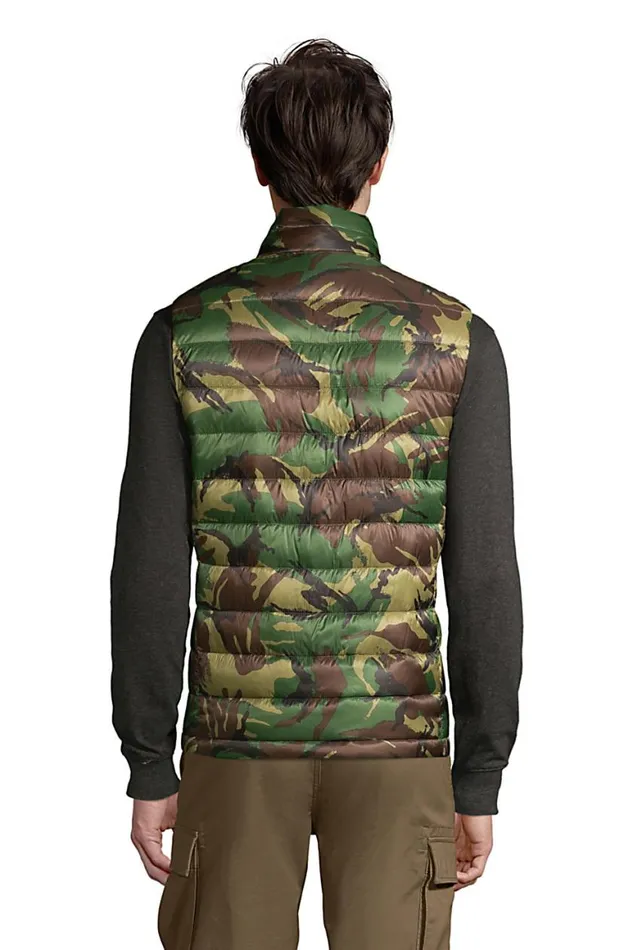 Lands039 End Coats and Jackets Men 600 Down Vest Sienna Brown Camo