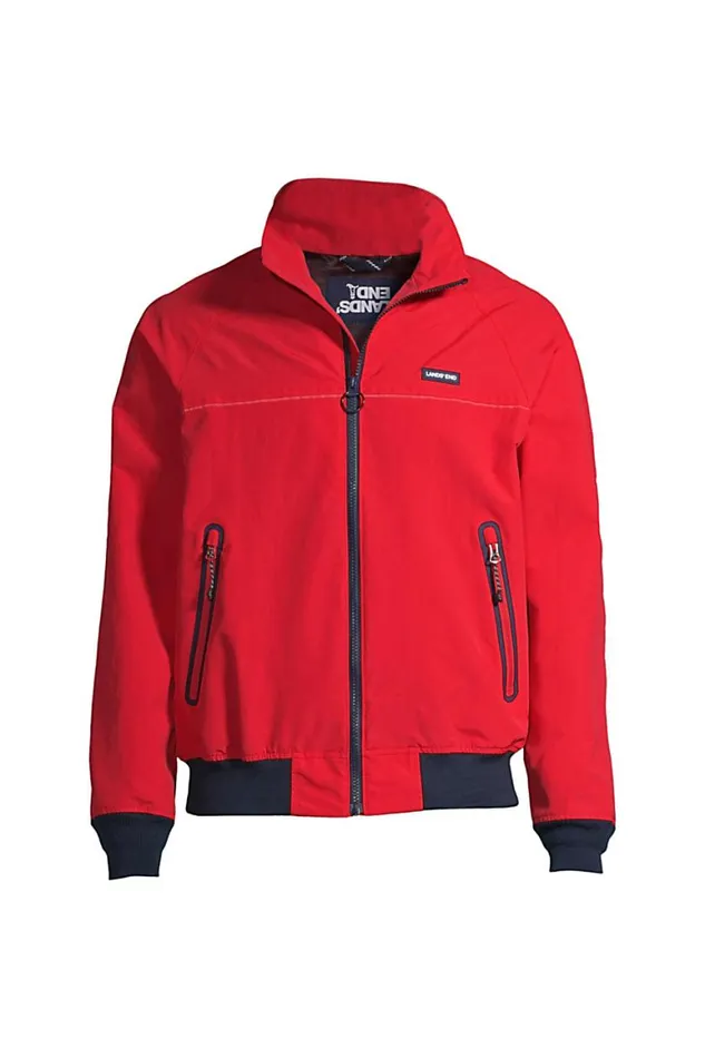 Lands039 End Coats and Jackets Men Lightweight Classic Squall Jacket Compass Red