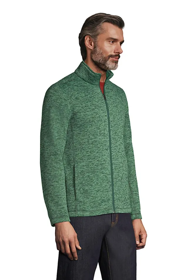 Lands039 End Coats and Jackets Men Sweater Fleece Jacket Deep Woodland Green Heather Lands039 End Coats and Jackets Men Sweater Fleece Jacket Deep Woodland Green Heather