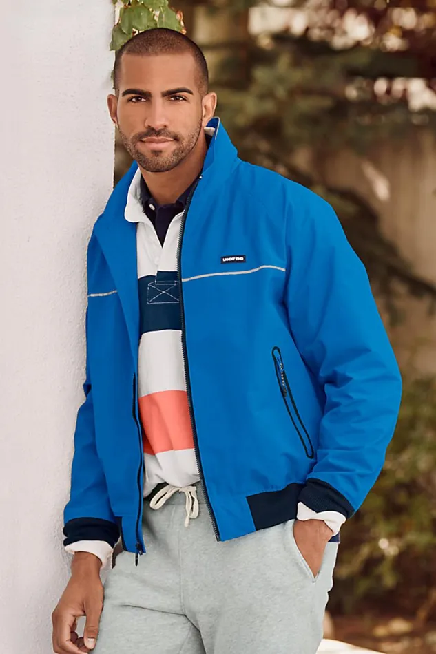 Lands039 End Coats and Jackets Men Tall Lightweight Classic Squall Jacket Algiers Blue