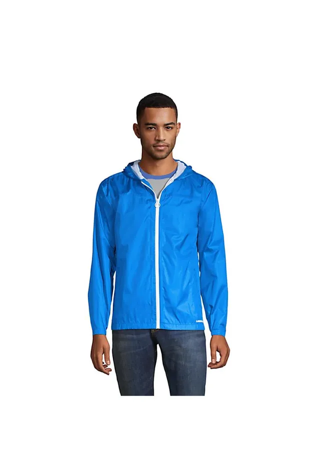 Lands039 End Coats and Jackets Men Waterproof Packable Windbreaker Jacket With Hood Beacon Blue Lands039 End Coats and Jackets Men Waterproof Packable Windbreaker Jacket With Hood Beacon Blue