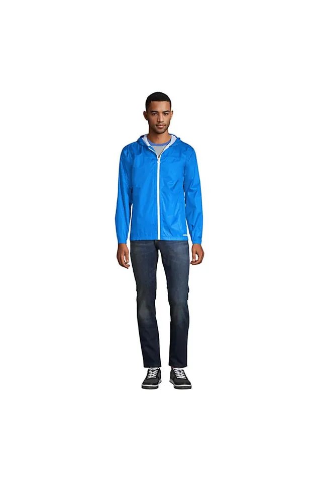 Lands039 End Coats and Jackets Men Waterproof Packable Windbreaker Jacket With Hood Beacon Blue Lands039 End Coats and Jackets Men Waterproof Packable Windbreaker Jacket With Hood Beacon Blue