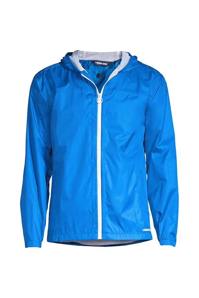 Lands039 End Coats and Jackets Men Waterproof Packable Windbreaker Jacket With Hood Beacon Blue Lands039 End Coats and Jackets Men Waterproof Packable Windbreaker Jacket With Hood Beacon Blue