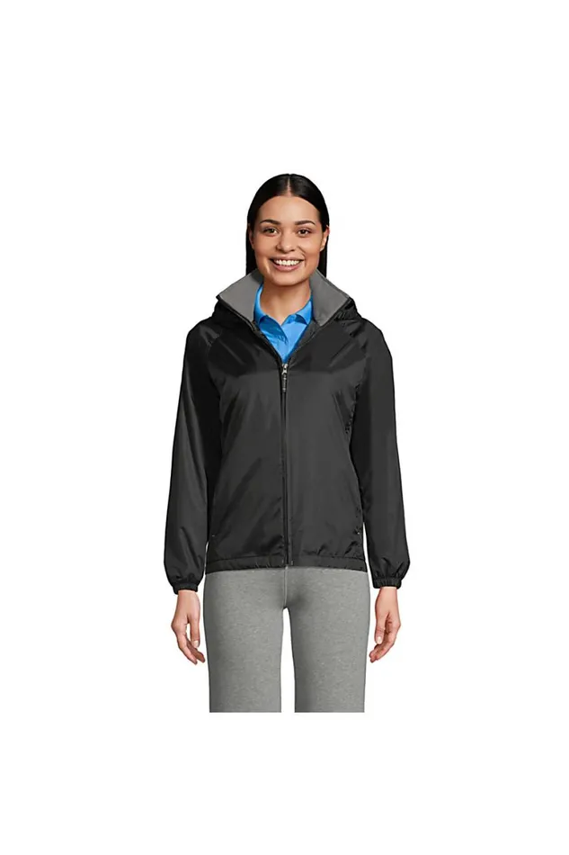 Lands039 End Coats and Jackets Women Fleece Lined Rain Jacket Black