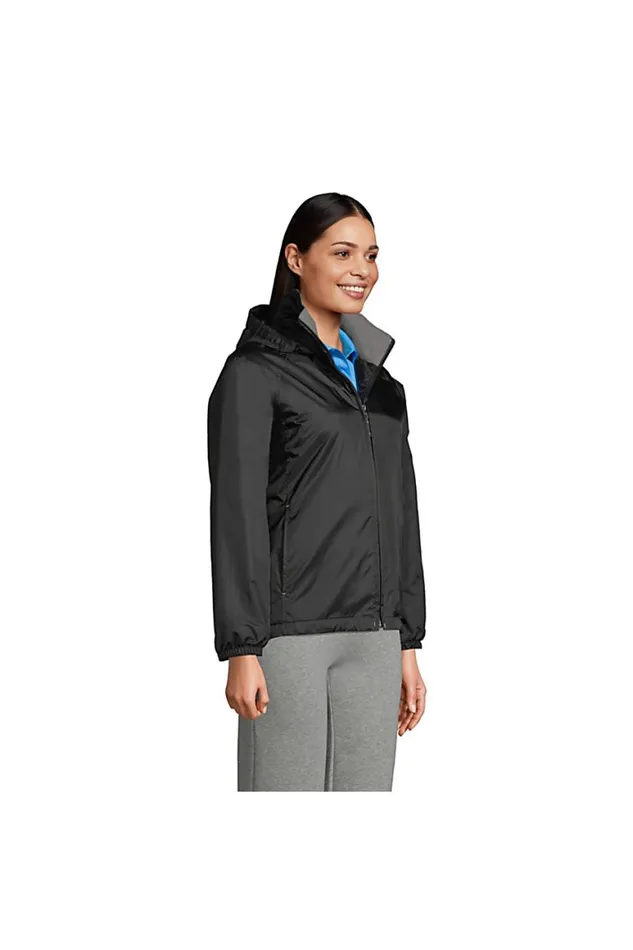 Lands039 End Coats and Jackets Women Fleece Lined Rain Jacket Black