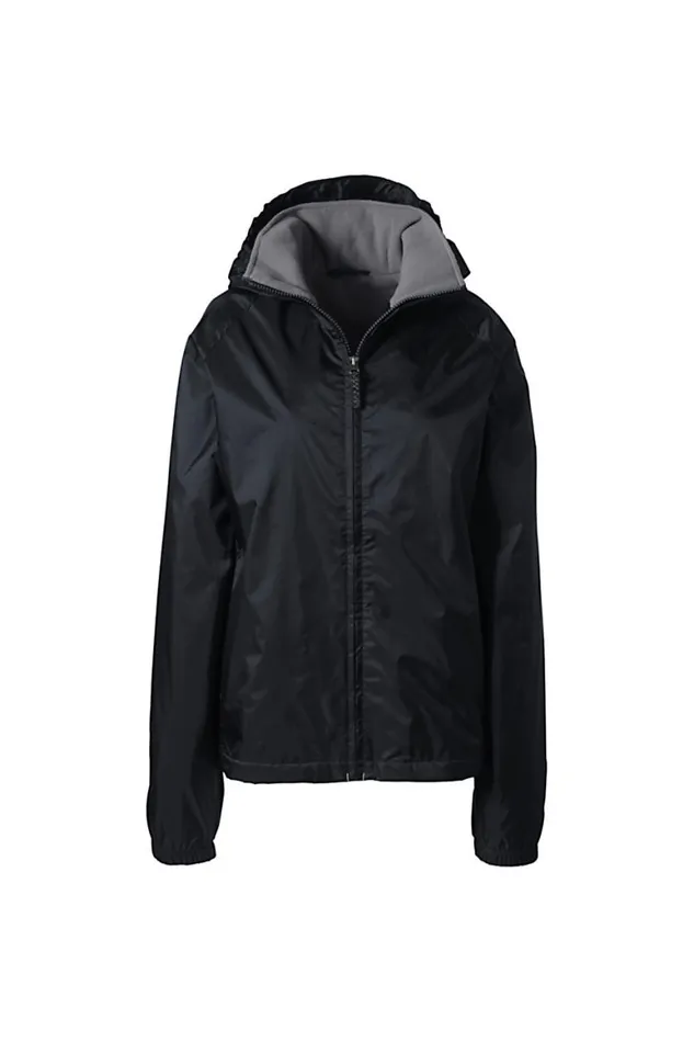 Lands039 End Coats and Jackets Women Fleece Lined Rain Jacket Black