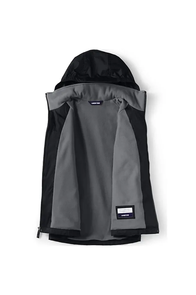 Lands039 End Coats and Jackets Women Fleece Lined Rain Jacket Black