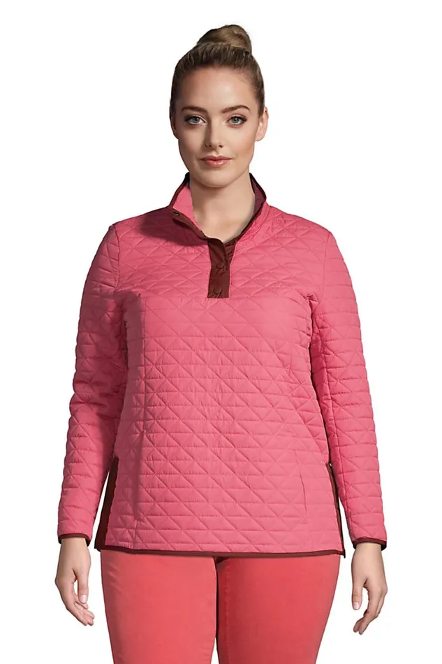 Lands039 End Coats and Jackets Women Plus Size Insulated Quilted Snap Neck Pullover Soft Mojave Rose Lands039 End Coats and Jackets Women Plus Size Insulated Quilted Snap Neck Pullover Soft Mojave Rose
