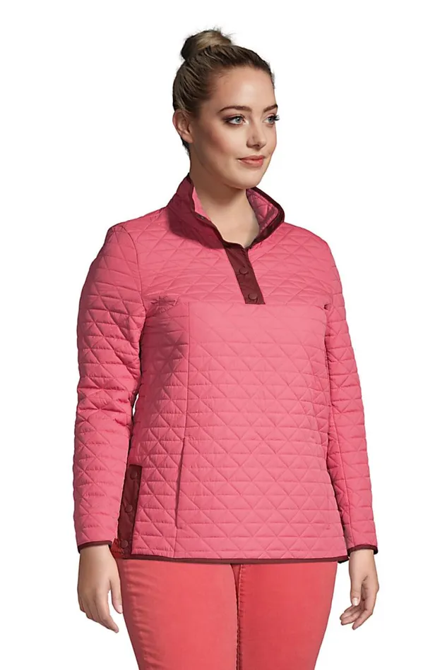 Lands039 End Coats and Jackets Women Plus Size Insulated Quilted Snap Neck Pullover Soft Mojave Rose Lands039 End Coats and Jackets Women Plus Size Insulated Quilted Snap Neck Pullover Soft Mojave Rose