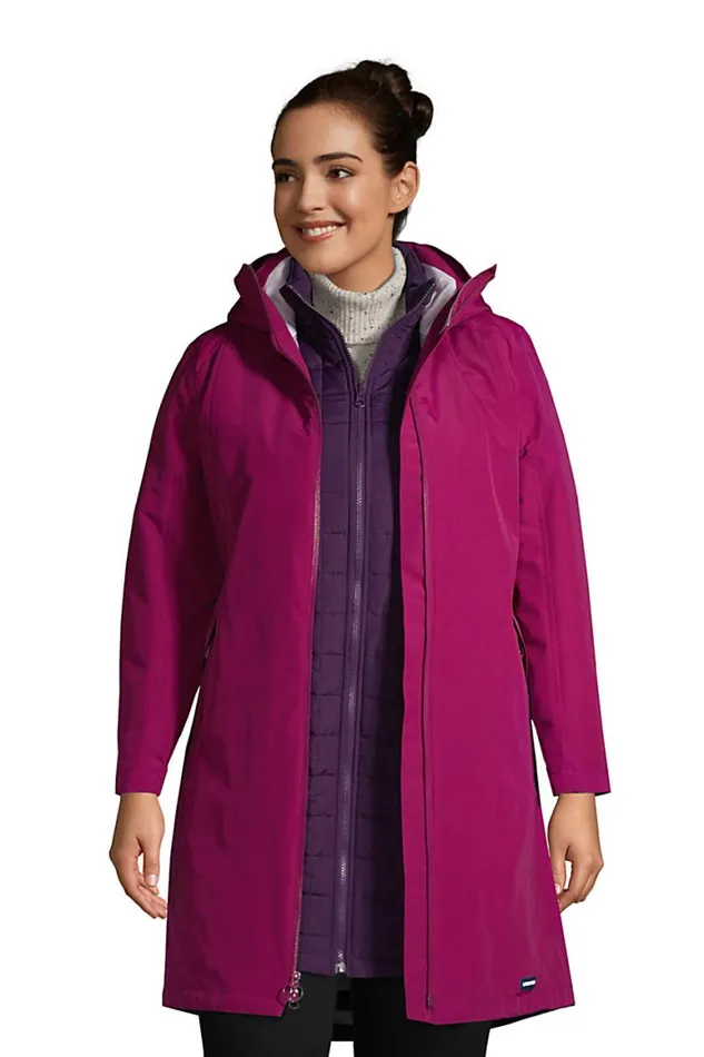 Lands039 End Coats and Jackets Women Plus Size Squall Waterproof 3 In 1 Long Winter Coat With Hood Rubellite Lands039 End Coats and Jackets Women Plus Size Squall Waterproof 3 In 1 Long Winter Coat With Hood Rubellite