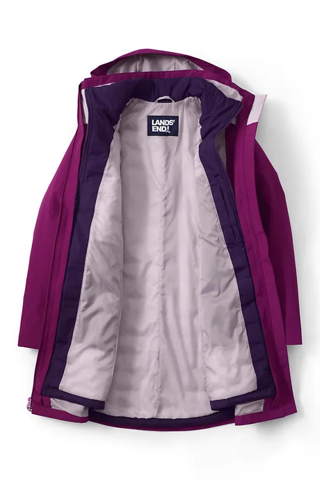 Lands039 End Coats and Jackets Women Plus Size Squall Waterproof 3 In 1 Long Winter Coat With Hood Rubellite Lands039 End Coats and Jackets Women Plus Size Squall Waterproof 3 In 1 Long Winter Coat With Hood Rubellite