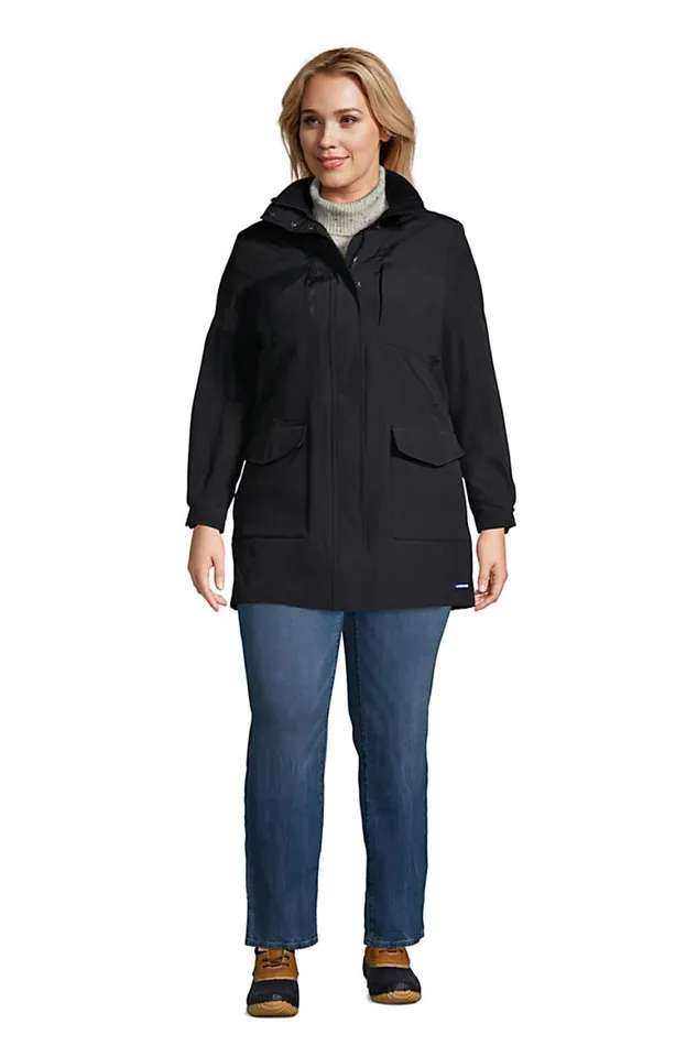 Lands039 End Coats and Jackets Women Plus Size Squall Waterproof Raincoat With Hood Black Lands039 End Coats and Jackets Women Plus Size Squall Waterproof Raincoat With Hood Black