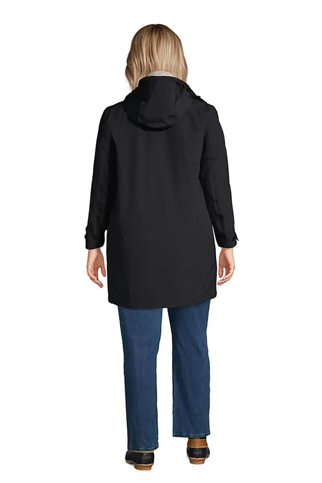 Lands039 End Coats and Jackets Women Plus Size Squall Waterproof Raincoat With Hood Black