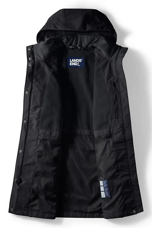 Lands039 End Coats and Jackets Women Plus Size Squall Waterproof Raincoat With Hood Black