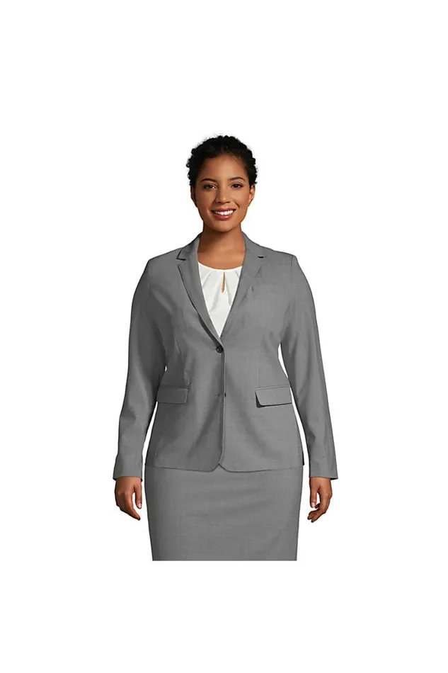 Lands039 End Coats and Jackets Women Plus Size Washable Wool Two Button 26034 Blazer Light Charcoal Lands039 End Coats and Jackets Women Plus Size Washable Wool Two Button 26034 Blazer Light Charcoal