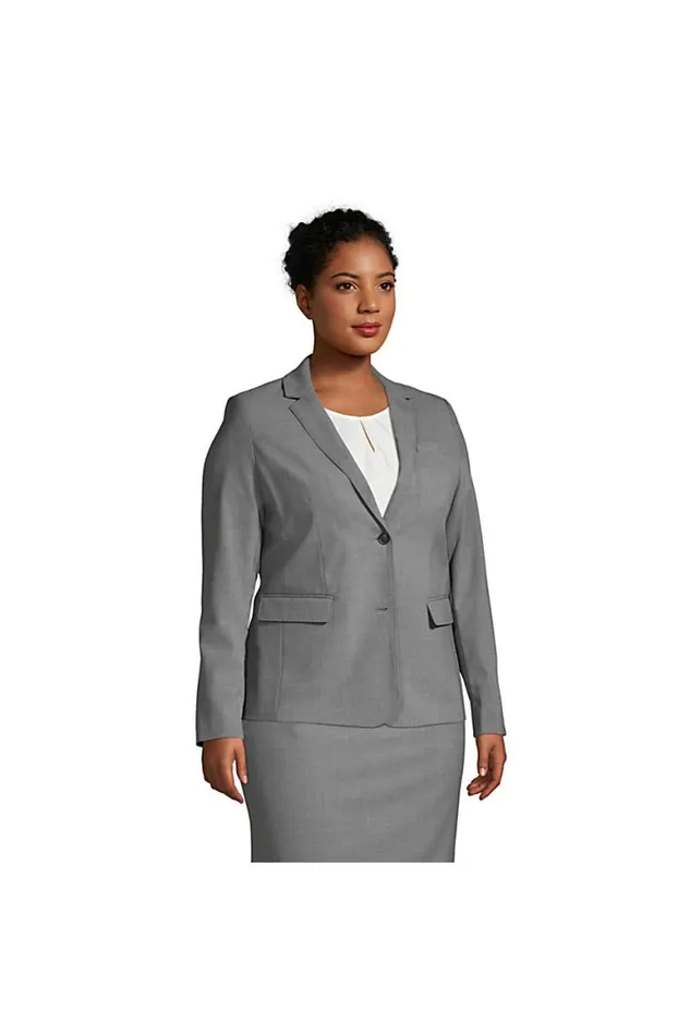 Lands039 End Coats and Jackets Women Plus Size Washable Wool Two Button 26034 Blazer Light Charcoal Lands039 End Coats and Jackets Women Plus Size Washable Wool Two Button 26034 Blazer Light Charcoal