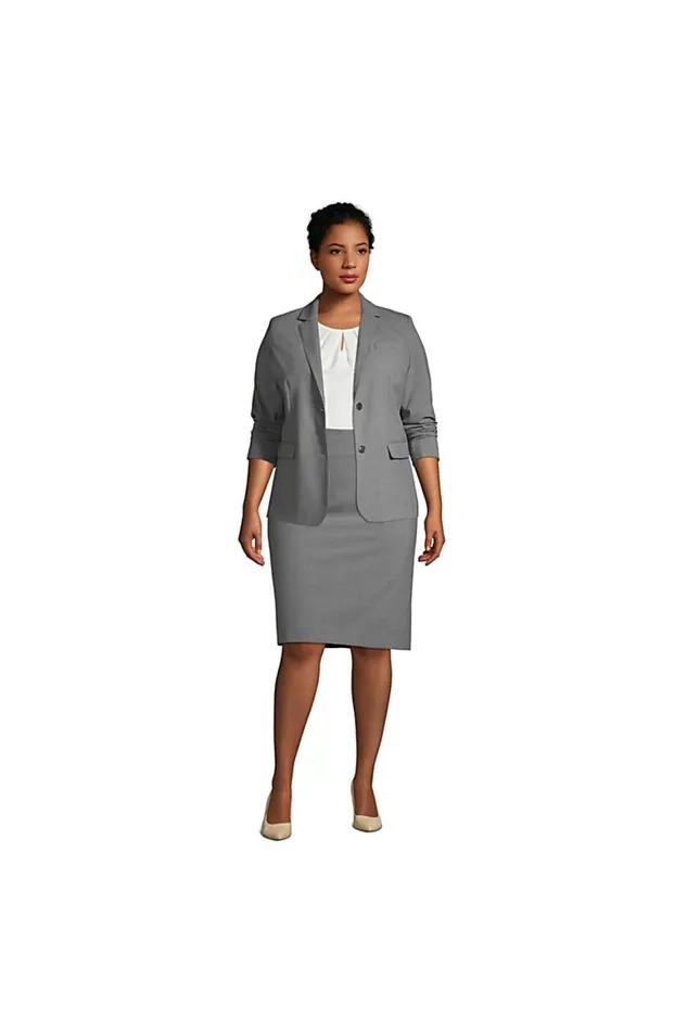 Lands039 End Coats and Jackets Women Plus Size Washable Wool Two Button 26034 Blazer Light Charcoal Lands039 End Coats and Jackets Women Plus Size Washable Wool Two Button 26034 Blazer Light Charcoal