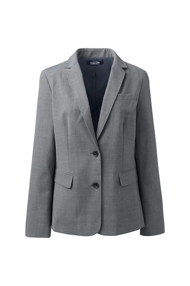 Lands039 End Coats and Jackets Women Plus Size Washable Wool Two Button 26034 Blazer Light Charcoal Lands039 End Coats and Jackets Women Plus Size Washable Wool Two Button 26034 Blazer Light Charcoal