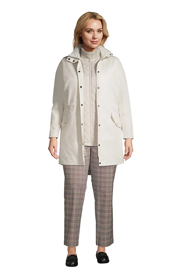 Lands039 End Coats and Jackets Women Plus Size Waterproof Insulated 3 In 1 Rain Parka Light Stone