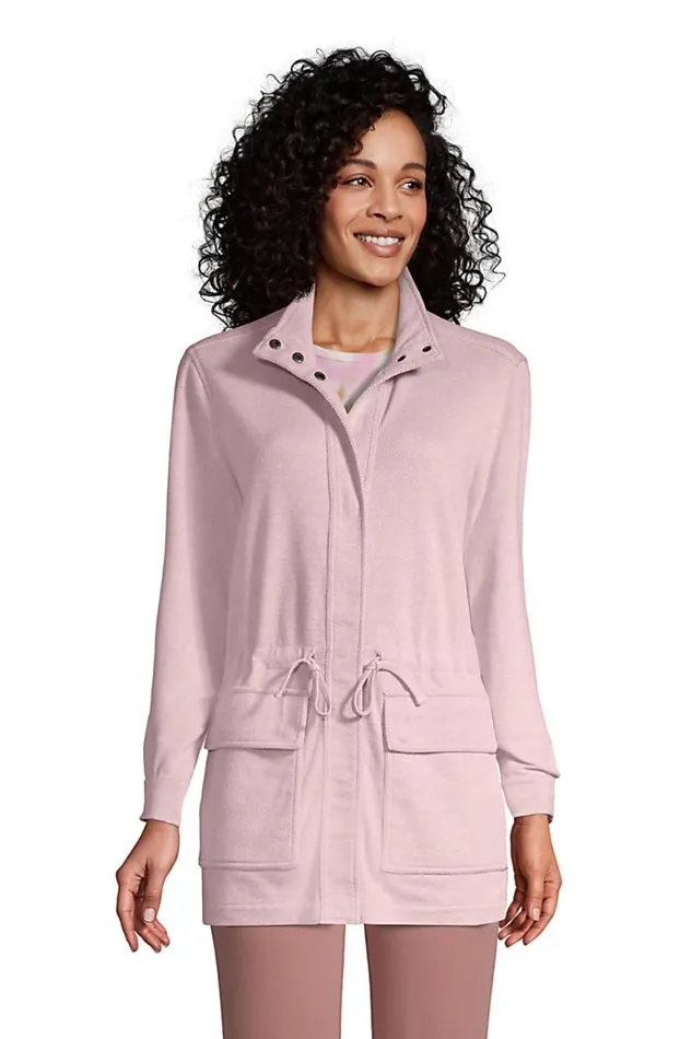 Lands039 End Coats and Jackets Women Sport Knit Jacket Mauve Quartz Twill