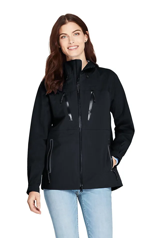 Lands039 End Coats and Jackets Women Ultimate Waterproof Rain Jacket Black