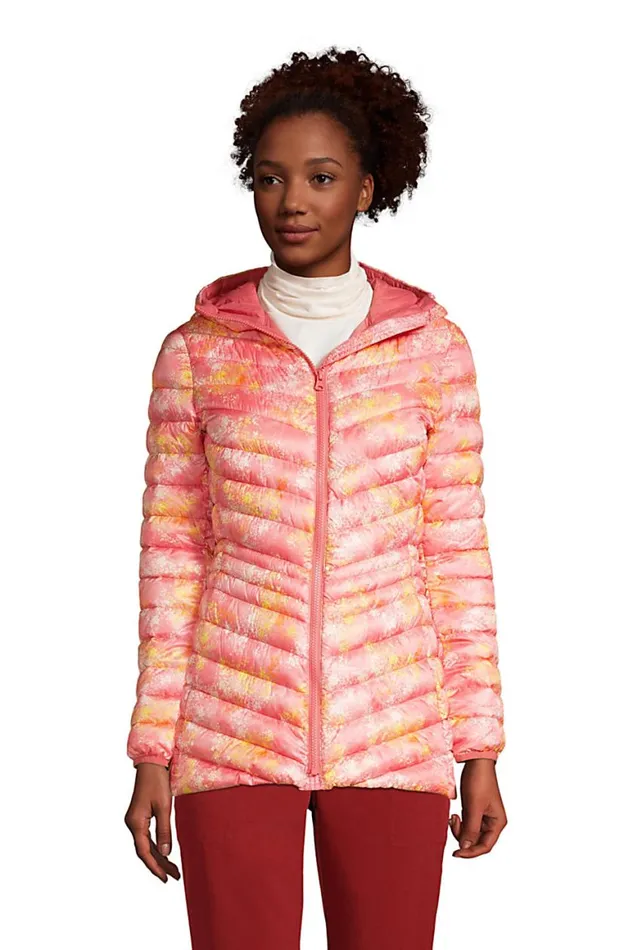 Lands039 End Coats and Jackets Women Ultra Lightweight Packable Down Jacket With Hood Print Soft Mojave Tie Dye Floral Lands039 End Coats and Jackets Women Ultra Lightweight Packable Down Jacket With Hood Print Soft Mojave Tie Dye Floral