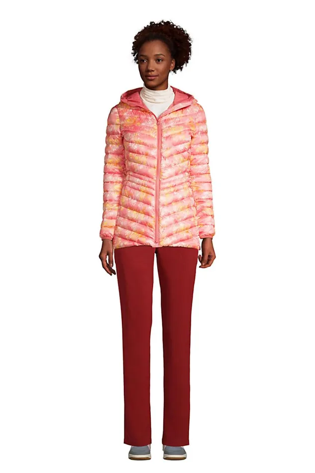 Lands039 End Coats and Jackets Women Ultra Lightweight Packable Down Jacket With Hood Print Soft Mojave Tie Dye Floral Lands039 End Coats and Jackets Women Ultra Lightweight Packable Down Jacket With Hood Print Soft Mojave Tie Dye Floral