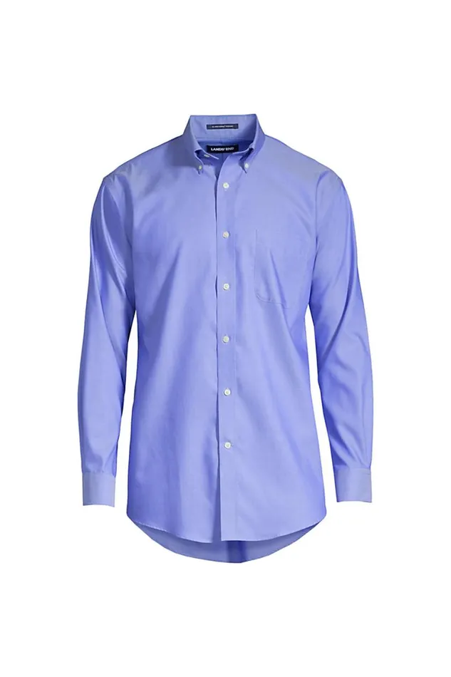 Lands039 End Dress Shirts Men Big And Tall Traditional Fit Solid No Iron Supima Pinpoint Buttondown Collar Dress Shirt Light French Blue